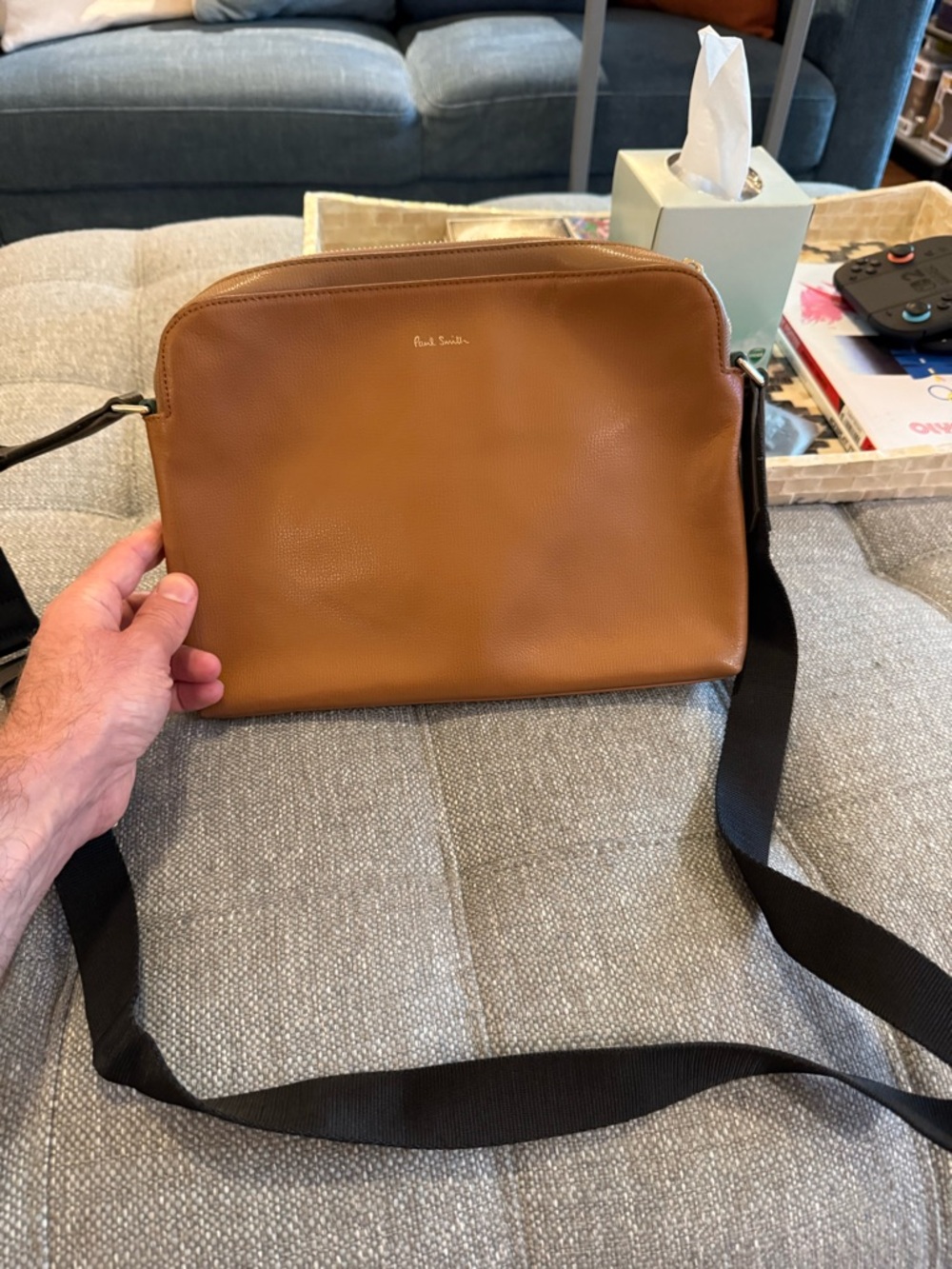 Paul Smith Leather Messenger Bag with Black Strap